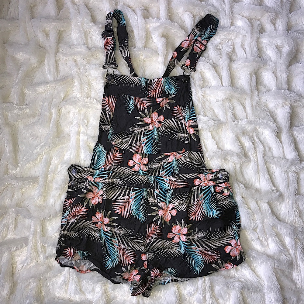 NWT Bethany Mota Floral Tropical Overall Romper